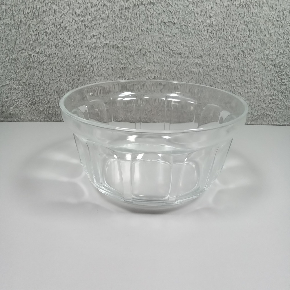 Vereco France Clear Tempered Glass Paneled Mixing Serving Bowl 8 Inch Vintage